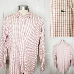 Lacoste Long Sleeve Button Down Shirt Plaid Oxford